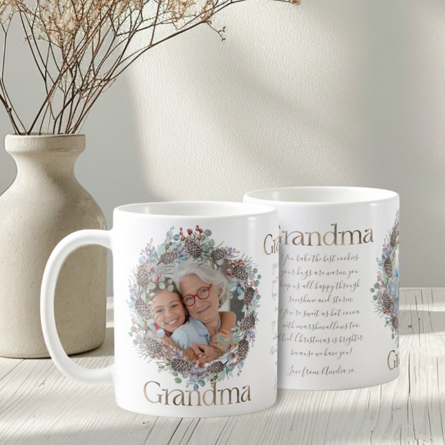 Festive Grandma Faux Gold & Photo Coffee Mug (Creator Uploaded)