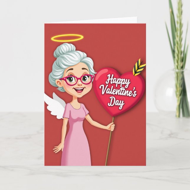 Festive Granny Cupid Love Card (Front)