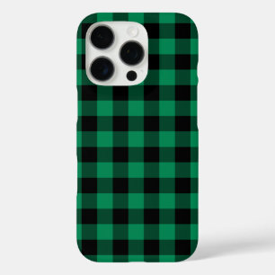 Festive Green and Black Buffalo Check Christmas iPhone 16 Pro Case