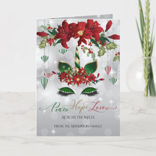 Festive Green and Gold Holiday Unicorn Face