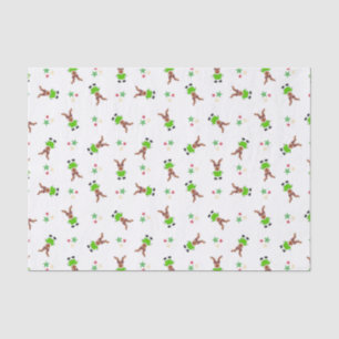 Festive Green And Gold Kasky Christmas Reindeer Tissue Paper
