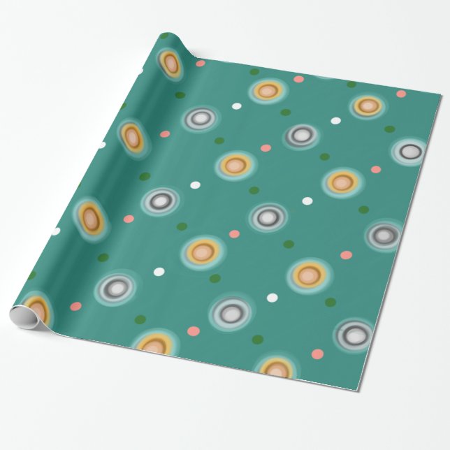 Festive Green and Orange Polka Dot Wrapping Paper (Unrolled)