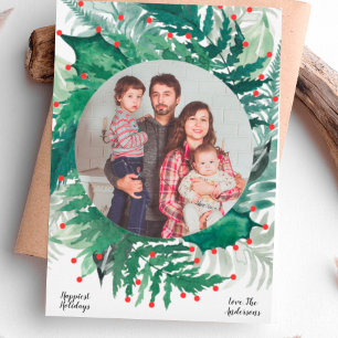 Festive Green and Red Christmas Holiday Photo Card