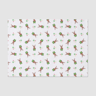 Festive Green And Red Kasky Christmas Reindeer Tissue Paper