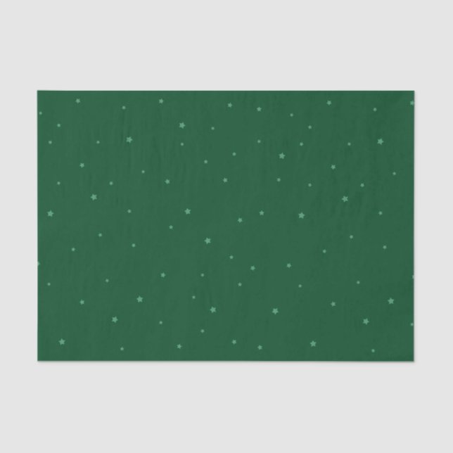 Festive Green and Starry Christmas Holiday Tissue Paper (Front)
