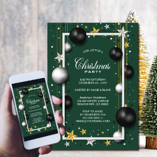 Festive Green Christmas Party Invitation