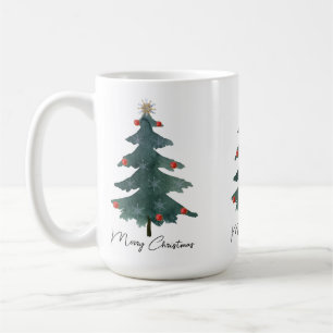 Festive Green Christmas Tree Merry Christmas Coffee Mug