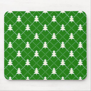 Festive Green Christmas Tree Pattern Mouse Pad