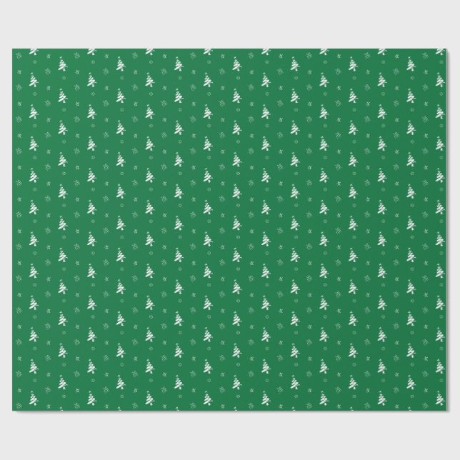 Festive Green Christmas Tree Wrapping Paper (Flat)