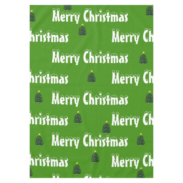 Festive Green Christmas Trees Tablecloth (Front)