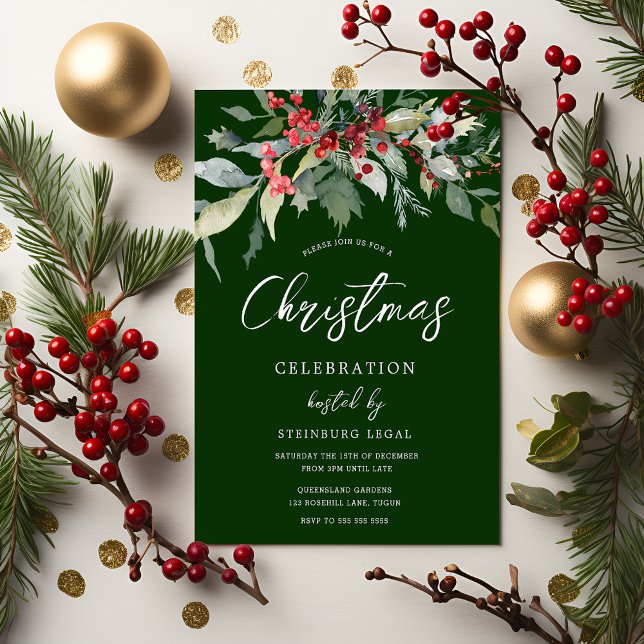 Festive Green Corporate Office Christmas Party  Invitation (Creator Uploaded)