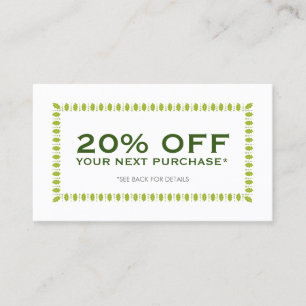 Festive Green Discount Coupon Card