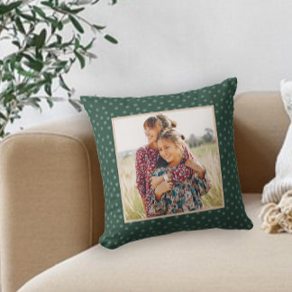 Festive Green Dots Photo Cushion
