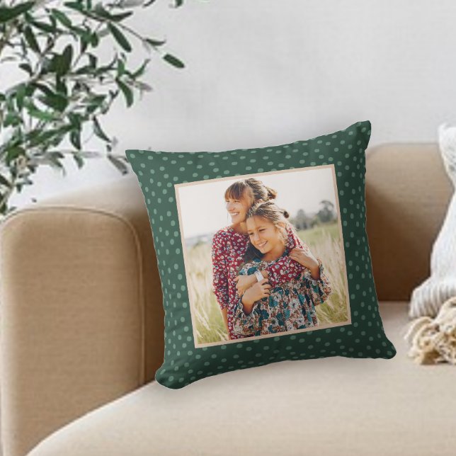 Festive Green Dots Photo Cushion (Creator Uploaded)