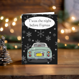 Festive Green Figaro Car Christmas Card