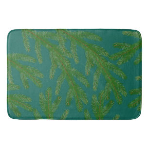 Festive Green Fir Tree Branches   Bath Mat