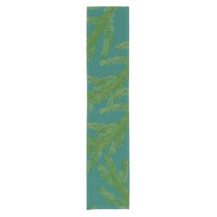 Festive Green Fir Tree Branches  Short Table Runner