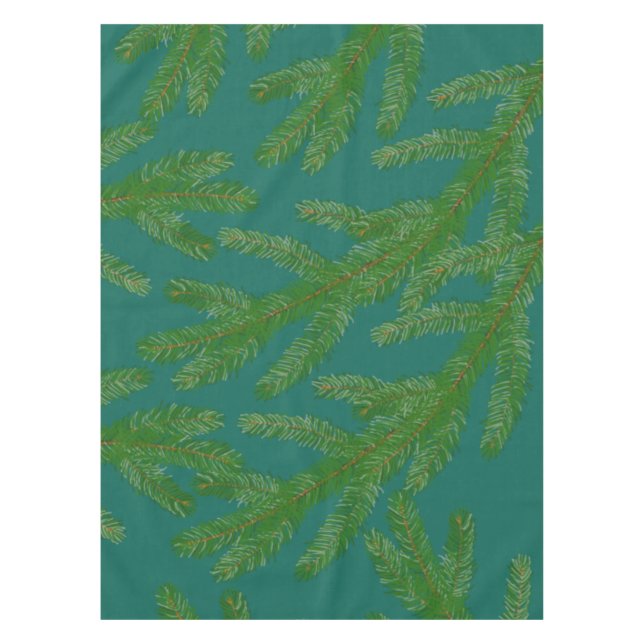 Festive Green Fir Tree Branches   Tablecloth (Front)