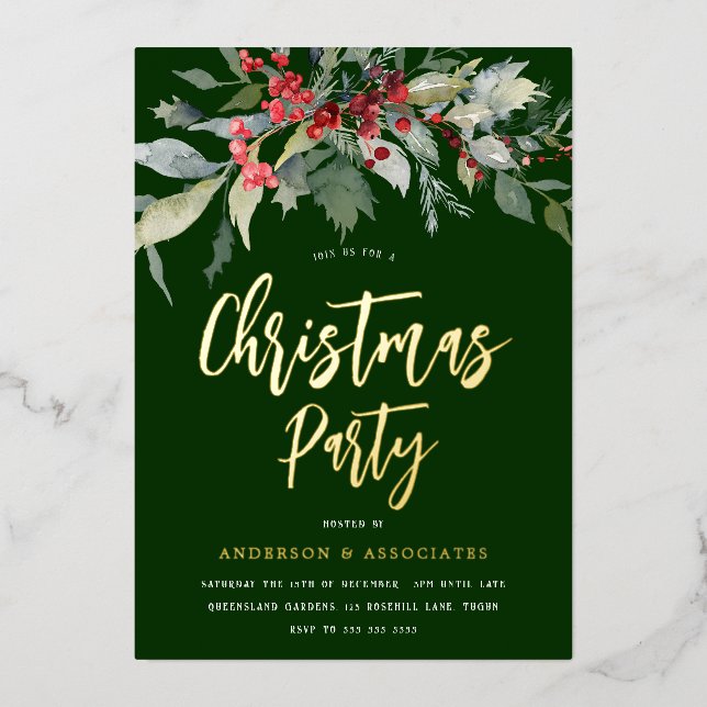 Festive Green & Gold Holiday Christmas Party (Front)