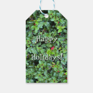 Festive Green Holly Berry Christmas Gift Tag