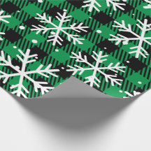 Festive Green Plaid Snowflake Buffalo Check Gift