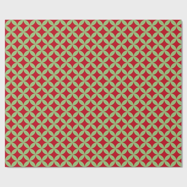 Festive Green & Red Christmas Wrapping Paper (Flat)