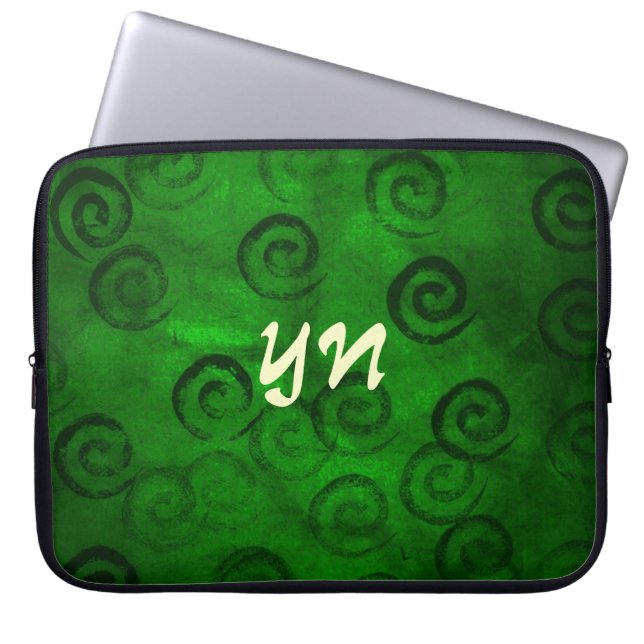 Festive Green Spirals Laptop Sleeve (Front)