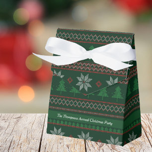Festive Green Tree Ugly Christmas Sweater Party Favour Box