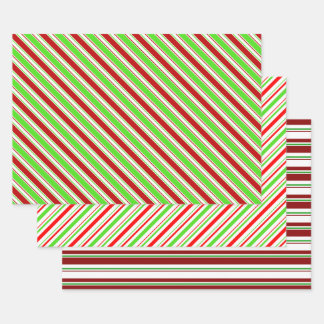 Festive Green, White, Red Christmas-Style Patterns Wrapping Paper Sheet