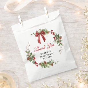 Festive Greenery Christmas Thank you Favour Bag