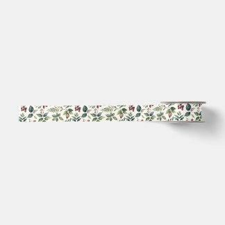 Festive Greenery Elegant Rustic Pattern Christmas Satin Ribbon