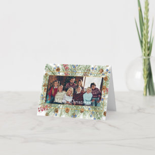 Festive greenery photo frame custom Christmas Holiday Card