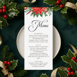Festive Greenery Script Calligraphy Wedding Menu