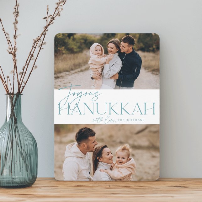 Festive Greeting | 2 Photo Joyous Hanukkah Holiday Card (Creator Uploaded)