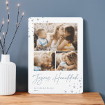 Festive Greeting | 3 Photo Collage Hanukkah Holiday Card<br><div class="desc">A retro meets modern Hanukkah photo card design featuring three of your favourite photos (one landscape/horizontal and two square) on a crisp white background accented with hand drawn stars at the corners. "Joyous Hanukkah" appears beneath in handwritten script lettering. Personalise with your family name and the year.</div>
