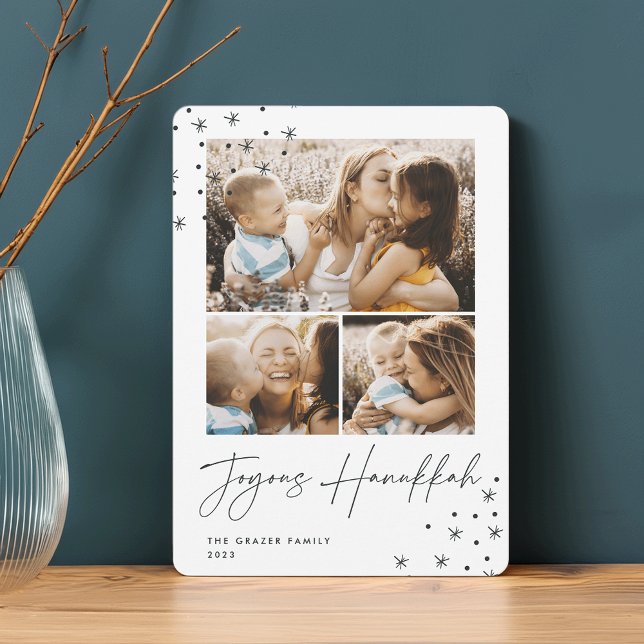 Festive Greeting | 3 Photo Collage Hanukkah Holiday Card (Creator Uploaded)