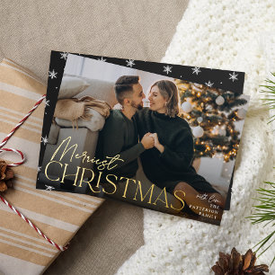 Festive Greeting Merriest Christmas Full Photo Foil Holiday Card