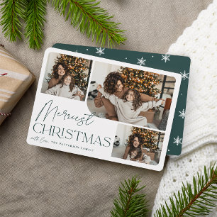 Festive Greeting   Merriest Christmas Photo Holiday Card