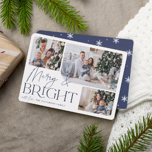 Festive Greeting   Merry & Bright Photo Christmas Holiday Card
