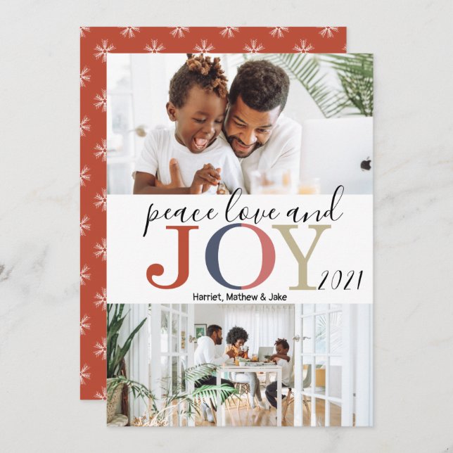 Festive Greetings 2 Photo Christmas  Holiday Card (Front/Back)