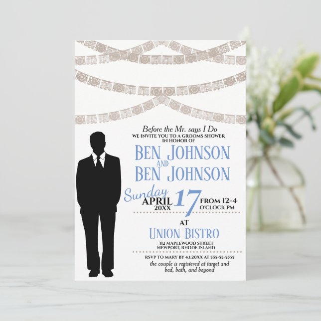 Festive Grooms Shower Invitation (Standing Front)