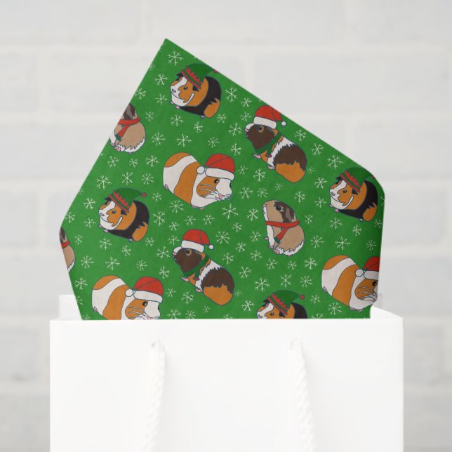 Festive Guinea Pigs Christmas Patterned Tissue Paper (Gift Bag)