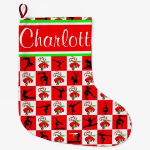 FESTIVE GYMNAST PERSONALIZED CHRISTMAS STOCKING