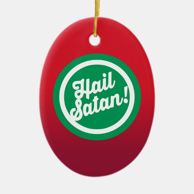 Festive Hail Satan Ceramic Tree Decoration (Front)