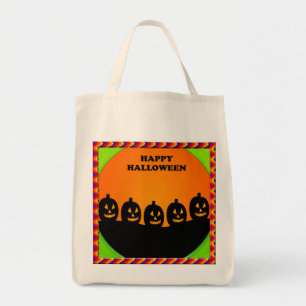 Festive Halloween Jack o' Lantern Silhouettes Tote Bag