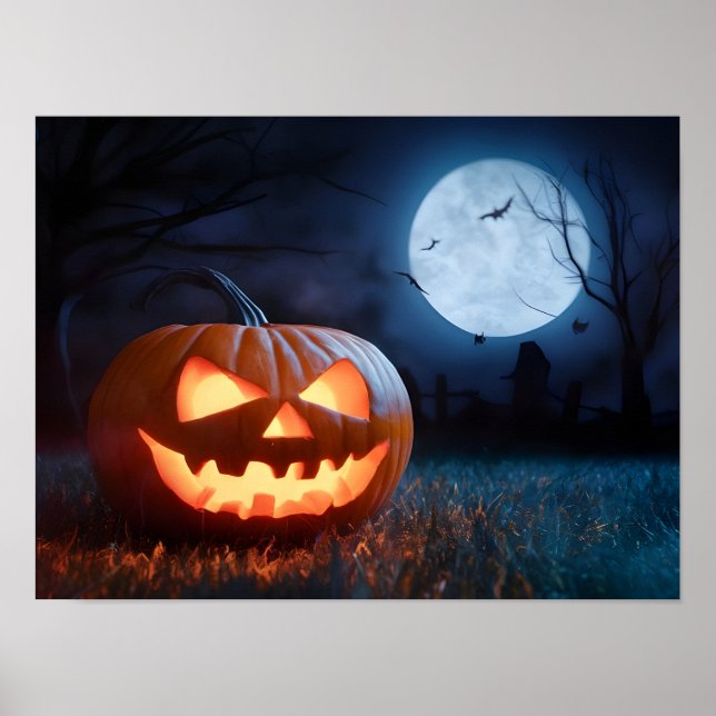 Festive Halloween Pumpkin Background Poster (Front)