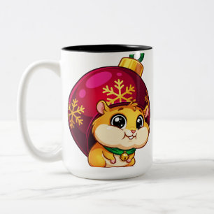 Festive Hamster in Ornament Two-Tone Coffee Mug