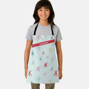 FESTIVE hand drawn star sparkle modern colourful Apron