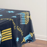 Festive Hanukkah Personalised Menorah Dreidel Tablecloth<br><div class="desc">Set a festive Hanukkah Table & delight your lucky recipient with a tablecloth designed just for Chanukah! Our Hanukkah Personalised Menorah Dreidel Custom Tablecloth includes menorahs, dreidels, jugs of olive oil, jelly doughnuts, and more. Plus the words Happy Hanukkah can be changed (!) to make this Chanukah gift your own....</div>