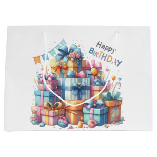 Festive Happy Birthday For All Ages Large Gift Bag